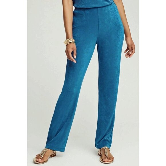Chico's No Tummy Traveler's Pants in  Scandi Blue Chico's Size 4 / XXL/ 20 - Picture 1 of 8